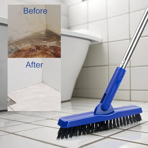 CELOX Grout Brush with Long Handle V-Shape Grout Line Scrubber with Stiff Bristle for Deep Cleaning Tile Grout, Blue - color: Bright-blue