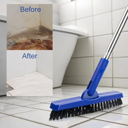 CELOX Grout Brush with Long Handle V-Shape Grout Line Scrubber with Stiff Bristle for Deep Cleaning Tile Grout, Blue - color: Bright-blue