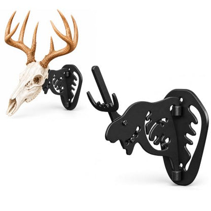 MSSOHKAN European Mount Skull Hanger – Adjustable Deer Skull Mount Wall Bracket, Antler Style Trophy Display for Antelope, Hog, Bear – Heavy-Duty Steel - color: Black