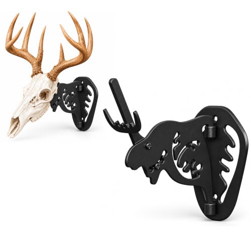 MSSOHKAN European Mount Skull Hanger – Adjustable Deer Skull Mount Wall Bracket, Antler Style Trophy Display for Antelope, Hog, Bear – Heavy-Duty Steel - color: Black