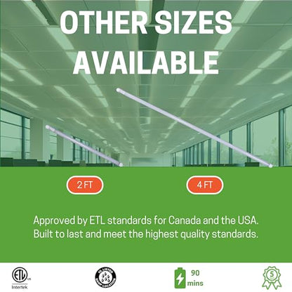 E2 LIGHTING 4ft T8 LED Bulbs, Emergency Battery, 4000K, 18W, 5 Pack - color: 4000k, size: 4 Feet