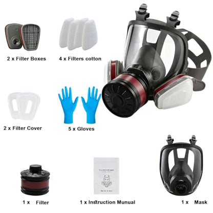Full Face Dust Mask, Reusable Full-Face Mask, Full Face Cover Mask with for Paint, Against Dust - color: 1pcs Full-mask-01