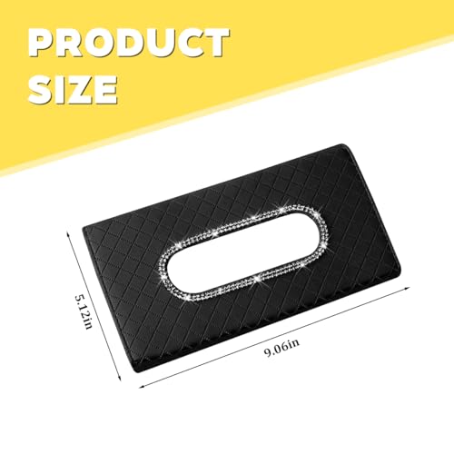 Bling Car Visor Tissue Holder, Crystal Rhinestones Vehicle Sun Visor Hanging Napkin Organizer Case with Ergonomic Take Out Port, Automotive Interior Tissue Dispenser, Universal Fit (Black) - color: Black