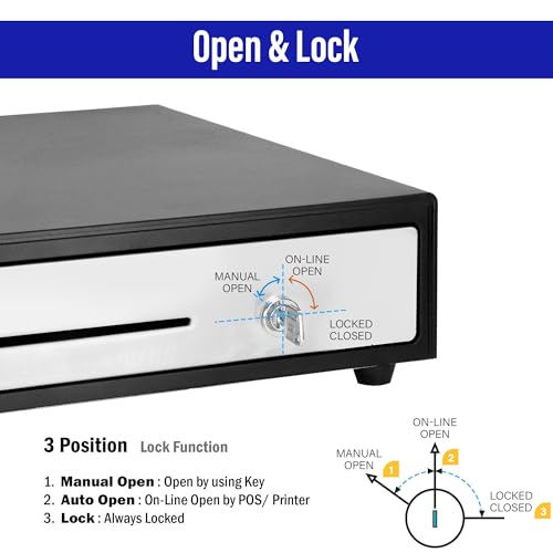 SAM4s 16" "Stainless Steel" Front Heavy Duty Black POS Cash Drawer with 5Bill/5Coin - size: 01. POS