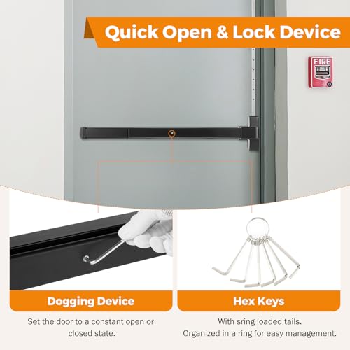 BEAMNOVA Vertical Rod Panic Bar Exit Device Door Push Bar, 32 Inch Black - color: Black, size: 32 Inch