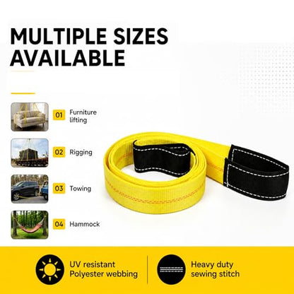 Lift Sling Straps, 6.5'X2 Heavy Duty Flat Eye Lift Sling, 2Pk, RUGOACE