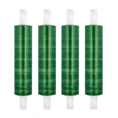 PSBM Dark Green Stretch Wrap with Handles, 4 Rolls 20 Inch x 1000 Feet 80 Gauge, Heavy Duty Plastic Wrap Industrial Strength Shrink Film for Moving, Packing & Shipping - size: 4 Rolls, style: Green