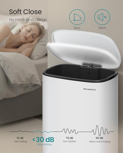 SONGMICS 20 Gallon (75 L) Trash Can, Stainless Steel, Step-On Pedal - color: White, size: 20 Gal.
