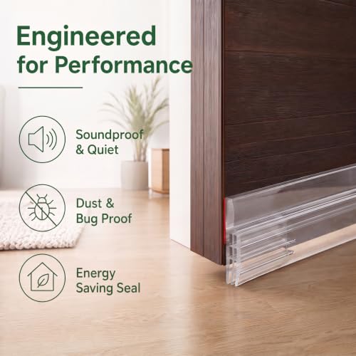 Door Draft Stopper, 2" W x 39" L, Transparent - color: Transparent