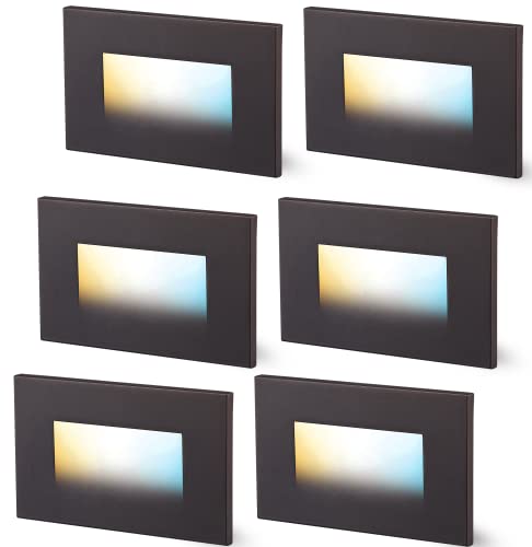 CLOUDY BAY Dimmable Upgraded 3 Color 120V LED Indoor Outdoor Step Lights,3000K/4000K/5000K 3W 55lm,Stair Light,Oil Rubbed Bronze,6 Pack - size: 4.75 Inch | ORB