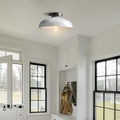 DIRYZON Industrial 12-Inch White Semi Flush Mount Ceiling Light - color: White