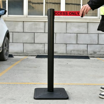 4-Pack Crowd Control Stanchions, Heavy Duty Stanchion Set - color: Red-AUTHORIZED ACCESS ONLY