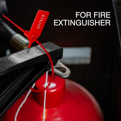 500 Plastic Tamper Seals, Numbered Zip Ties, Fire Extinguisher, Red - size: 500 PCS