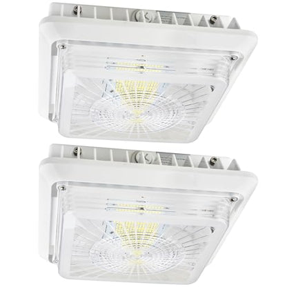 55W LED Parking Garage Canopy Light, 30W/40W/55W Selectable, 3CCT Dimmable - size: 2-Pack