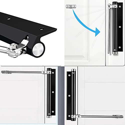 ZENG 2-Pack Adjustable Spring Door Closer - 304 Stainless Steel Surface Mounted Automatic Closer for Residential/Commercial Doors (20-40kg, 175° Max, Black)