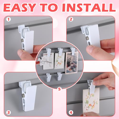 Zonon 12 Pack White Metal Slatwall Clips 2 Inch Slatwall Accessories Garage Storage Clips Commercial Slat Wall Clip for Clothing, Accessories - style: White