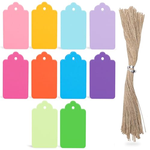 SallyFashion 100 PCS Gift Tags with String Attached, 1.6X2.8 inch Colored - size: Medium