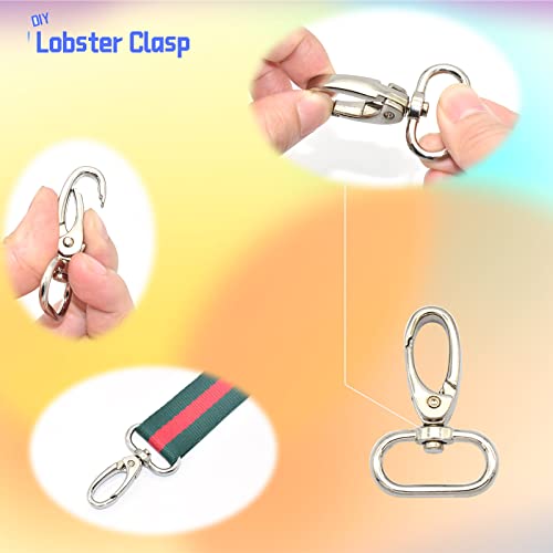 Rainbow Swivel Hook Claw Clasp - 25mm Slide Strap Buckle D Ring Adjuster Buckle for Dog Collar Backpack Purse Hardware - color: Silver 5 Sets