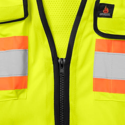 Ironwear 1278FR-L-05-2XL ANSI Class 2 Flame Retardant Polyester Surveyor SAFETY Vest with 2" Silver Reflective Tape, Lime, 2X-Large - size: XX-Large