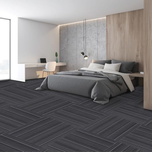 ALTRUISTIC Heavy Duty Commercial Carpet Tiles, 24" x 24",18 Pieces/72 sq ft - color: Black