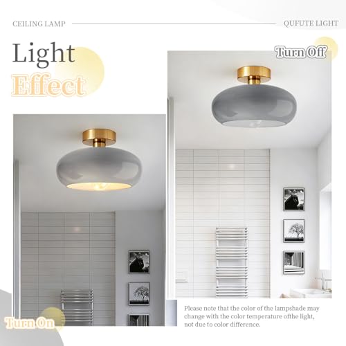 Glass Gray Ceiling Lights Mid Century Flush Mount Light Fixtures - color: Gray-2