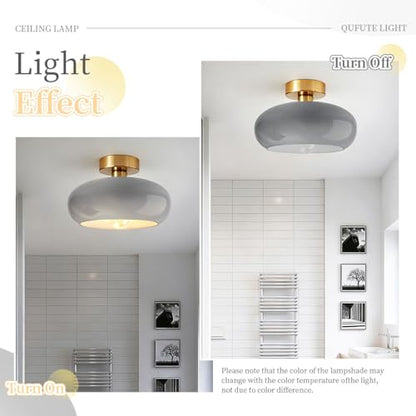 Glass Gray Ceiling Lights Mid Century Flush Mount Light Fixtures - color: Gray-2