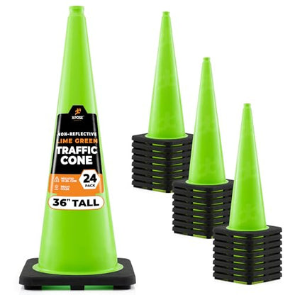 Xpose Safety 36” Lime Green Traffic Cone - 24 Pack - color: Lime, size: 36" 10lb. Cone
