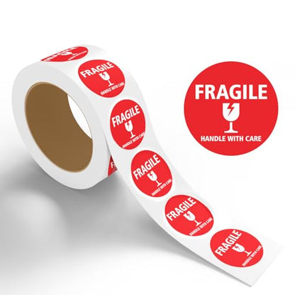 StickerJet Fragile Stickers Sheet – (20pcs, 2x2) High-Visibility Handle with Care Labels, Strong Adhesive Vinyl Decals for Shipping, Packaging, and Protection – Made in USA - size: 2x2 Inch, style: 20 Stickers - Sheet