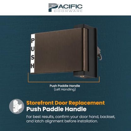 Adams Rite Push Paddle Storefront Door Handle, 6"x4.5", Left, Bronze, PD - color: Duronotic Bronze, style: Left Hand