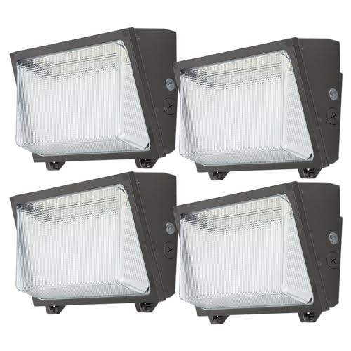 kadision LED Wall Pack with Photocell, 150W/120W/100W, Glass Lens, 4-Pack