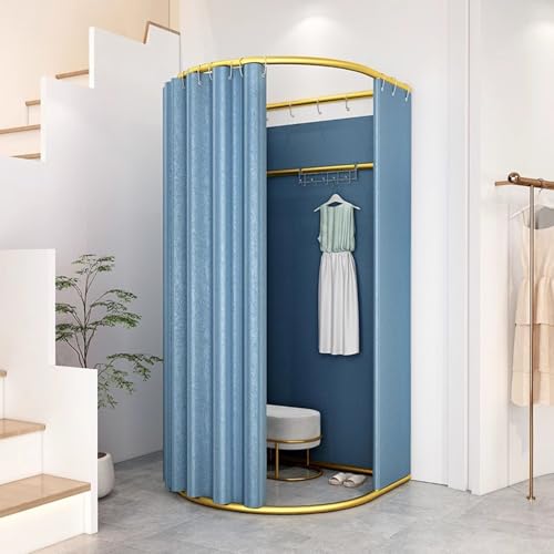 Madamera Clothing Store Fitting Room with Shading Curtain, Portable Temporary Mobile Privacy Protection Dressing Room, Foldable Mall Simple Changing Room and Temporary Mobile Room, 200x100x95cm(Blue) - color: Blue