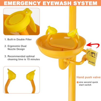 Eyewash Shower Station OSHA-Approved - Emergency Safety Eye Wash and Shower Combination Kit First Aid Eyewash Station