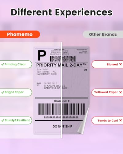 Phomemo 4x6 Purple Thermal Label, Shipping Labels Pack of 250 4x6 Roll Labels, Compatible with Phomemo, Zebra, Rollo, Jadens and Other Thermal Printers - color: Purple-250
