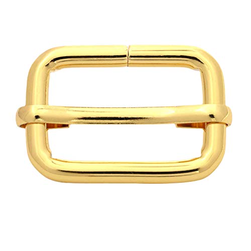 BIKICOCO Metal Slide Adjuster Buckle Tri-Glides with Movable Center Bar, for Straps, 1 x 0.6 Inch, Gold, Pack of 20 - color: Gold X 20 Pcs