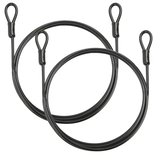 1/8" Travel Security Cable Lock, 7×7 Braided Steel Wire with Double Loops, PVC-Coated Anti-Theft Cable for Luggage, Backpack & Outdoor Gear, Black, 6.6 ft, 2 Pack - color: Black, size: 6.6FT-2PACK