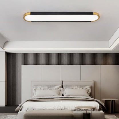 ADISUN 39.4in Linear Ceiling Light, LED Flush Mount Ceiling Lamp with Remote Control, Dimmable Color Changing, High CRI Black Gold Modern Lighting Fixture for Kitchen Living Room Bedroom Hallway - color: Black&Gold-39.4inch