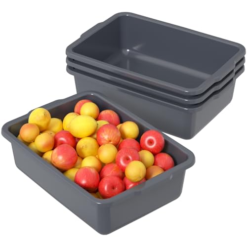 4-Pack 35 L Large Bus Tubs Restaurant, Commercial Bus Tub, Gray - size: 35 L without Lid