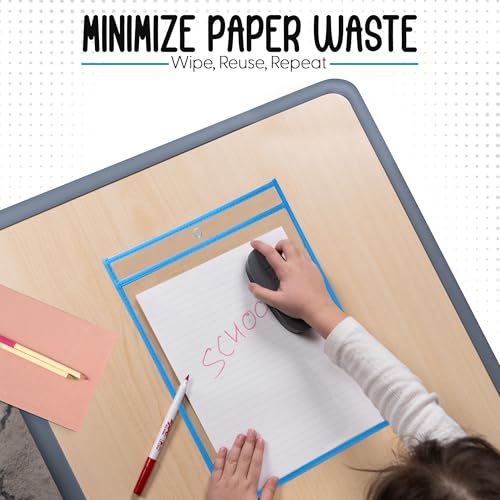 Essex Wares - 6 Pack, Sky Blue Dry Erase Pockets, 10" Wide x 13.5" Tall - color: Sky Blue