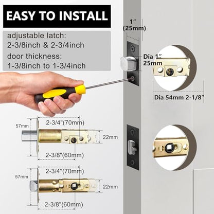 3 Sets Front Exterior Door Lock Set with Passage Lever, Keyed Alike - size: 3 Pack, style: Deadbolt+Passage Lever
