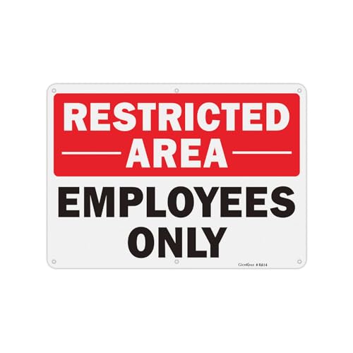 GicnKeuz Large Restricted Area Sign, 14x10 Inches Employees Only Signs, Rust Free.040 Reflective Aluminum, Fade Resistant/Waterproof, 6 Pre-drilled Holes (1 Pack) - style: 14x10inches-1 Pack