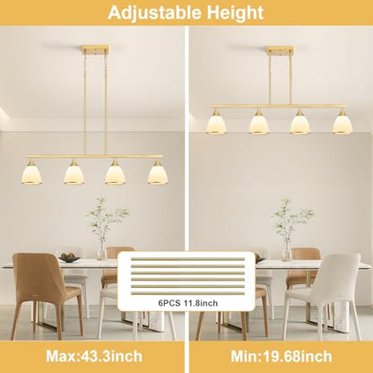 4-Light Modern Linear Chandelier for Kitchen Island Light Fixtures - color: Gold