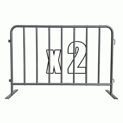 2-Pack Steel Crowd Control Barrier, Light Duty 5FT Interlocking Safety Barricade, 16GA Galvanized Steel Queue Barrier, Assembly Needed for Pedestrian Traffic & Construction Barricade (Grey)