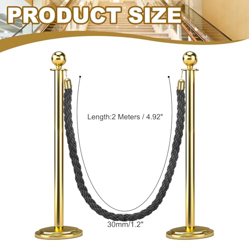 MECCANIXITY Twisted Stanchion Rope 6.6 Ft/2 M, Barrier Rope Twisted Post Ropes with Snap Hooks for Posts Stands Queue Divider Crowd Control, Black Golden - color: Black Golden, size: 6.6 Ft