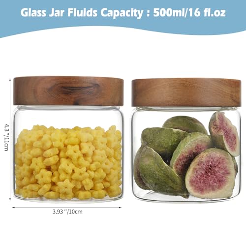 Small Glass Jars With Lids 16oz Spice Jars with Screw Lids Kitchen Clear Glass Storage Canister Container for Salt Herbs Cinnamon Coffee Seasoning Candy Cookie Tea (16oz(500ml)-2 pack) - color: 16oz(500ml)-2 pack