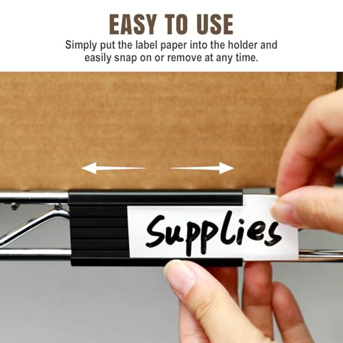 Lenink 30Pcs Wire Shelf Label Holders, Black Plastic Wire Rack Label Holder,Compatible with Metro 1-1/4in Shelves, Label Area 3in Lx1.25in H (Label Paper Insert Included) - color: Black, size: 3in