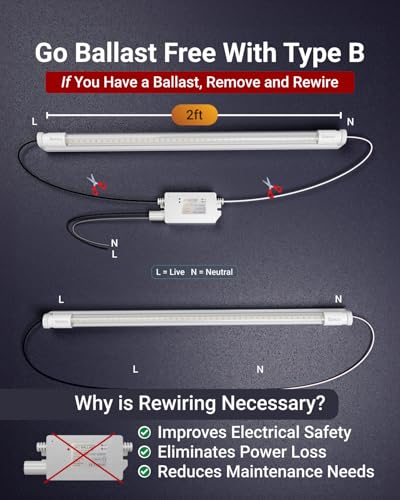 Sunco 70 Pack 2 Foot T8 LED Tube Light Bulbs, 10W, 5000K, Ballast Bypass - size: 70 Pack