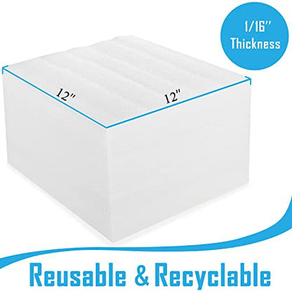 200 Pack Foam Sheets, DAT 12" x 12", 1/16" Thickness, Foam Wrap Cushioning Material, Moving Supplies for Packing Storage and Shipping - size: 200 pack 1/16"