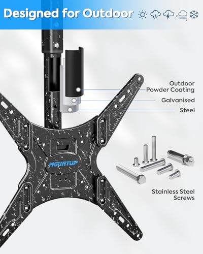 MOUNTUP Outdoor Ceiling TV Mount for 26"- 65" TVs, Waterproof & Rustproof Outside Ceiling Mount with Stainless Steel Hardware, Heavy Duty 99lbs Full Motion Bracket for Patio/Gazebo, Max VESA 400x400mm - size: Height 30.2'', Outdoor