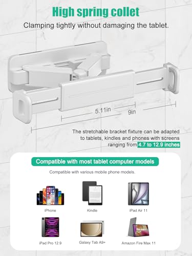 Mistriddle Tablet Wall Mount Holder, Dual Installation, 360° Rotation - color: White
