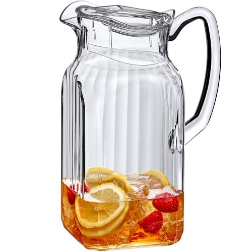 Amazing Abby - Quadly Bandly - Plastic Pitcher (64 oz, 2 Quart), Clear Water Pitcher with Lid, Fridge Jug, BPA-Free, Shatter-Proof, Great for Iced Tea, Sangria, Lemonade, Juice, Milk, and More - style: Quadly Bandly (64 oz)